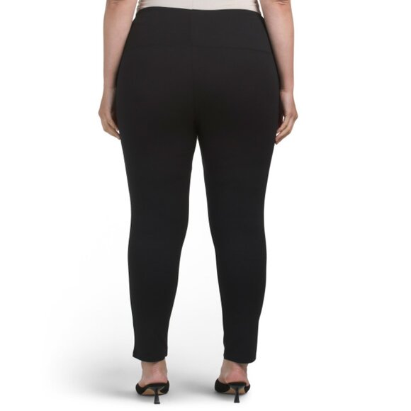 JONES & CO JONES NEW YORK Black Plus Tummy Control Ponte Leggings - Picture 2 of 2